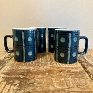 Set of 4 Vintage MCM Blue Geometric Dot Coffee Mugs – Kasuga Ware Japan